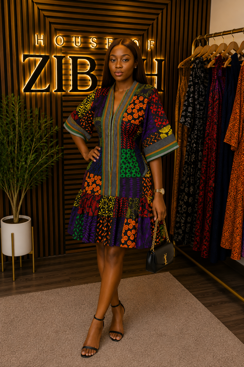 Mosaic Ruffle Dress